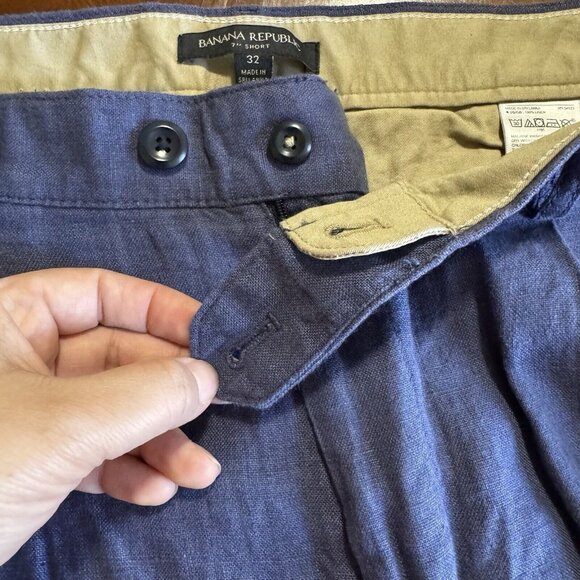 Banana Republic Shorts Mens 32 Blue 7 Inch Short 100% Linen Casual Chino - Picture 3 of 12